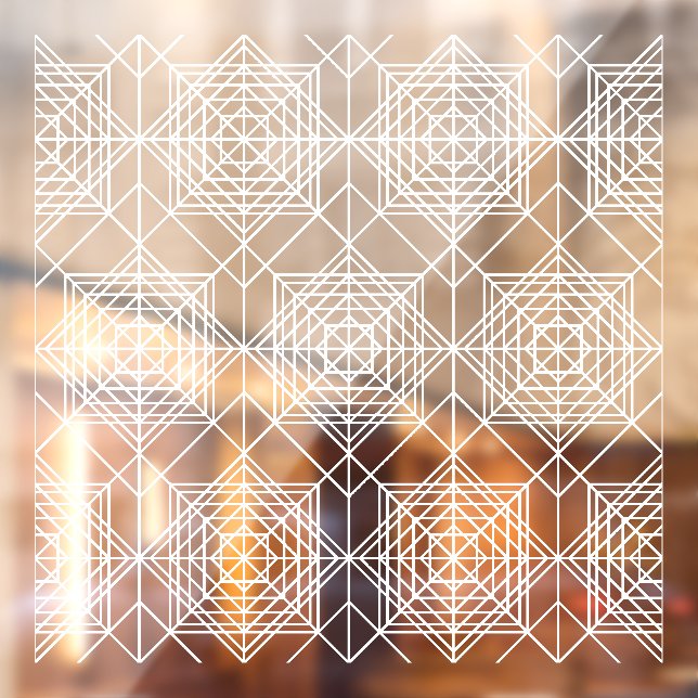 Vintage White Abstract Linear Pattern Window Cling (Sheet 2)