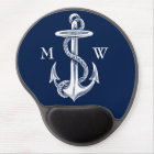 Vintage White Anchor Rope Navy Blue Background