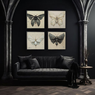 Vintage White and Black Butterflies Peel And Stick Photo Tile