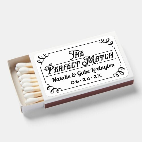 Vintage White and Black Custom Wedding Monogram Matchboxes