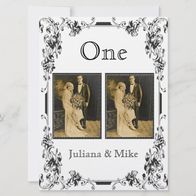 Vintage White and Black Photo Table Number (Front)