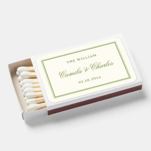 Vintage White and Green Wedding Matchboxes