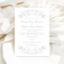 Vintage White and Silver Gray Flourish Wedding Invitation