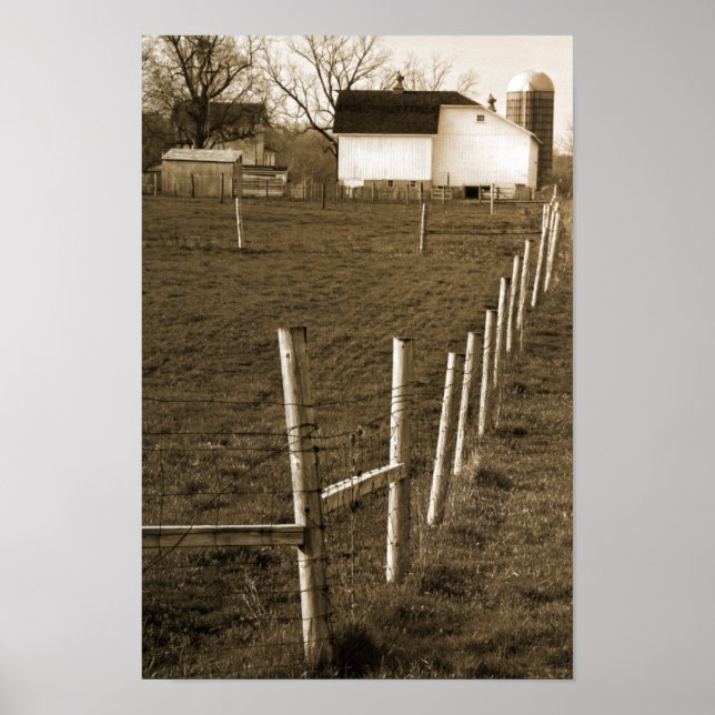 Vintage White Barn Poster (Front)