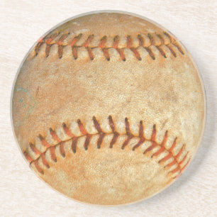 Vintage White Baseball red stitching Drink Coaster