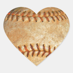 Vintage White Baseball red stitching Heart Sticker