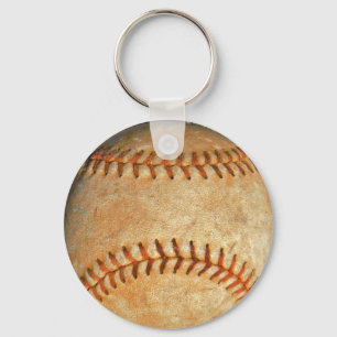 Vintage White Baseball red stitching Keychain
