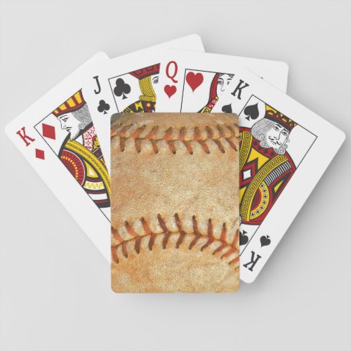 Vintage White Baseball red stitching Playing Cards