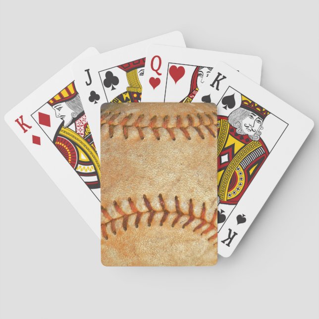 Vintage White Baseball red stitching Poker Cards (Back)