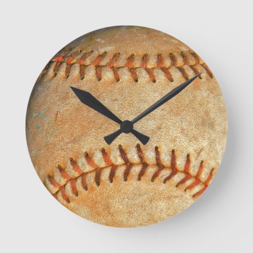 Vintage White Baseball red stitching Round Clock