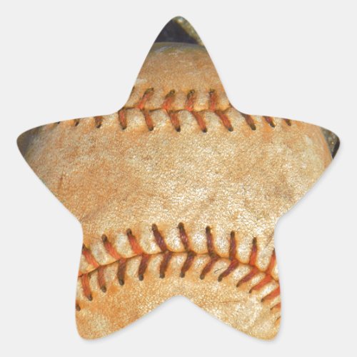 Vintage White Baseball red stitching Star Sticker
