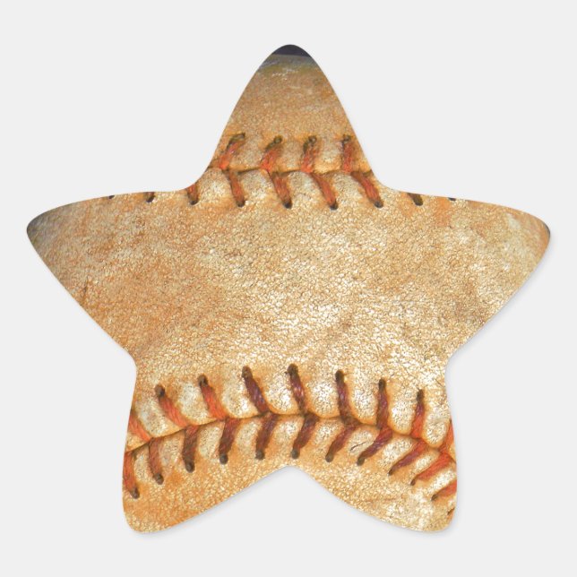Vintage White Baseball red stitching Star Sticker (Front)