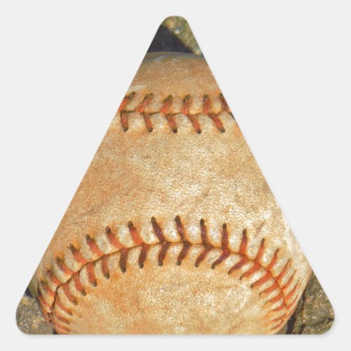 Vintage White Baseball red stitching Triangle Sticker