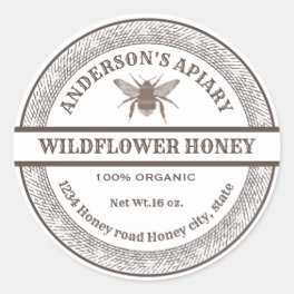 Vintage white bee apiary honey jar label