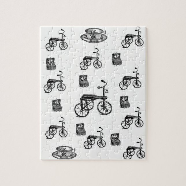 vintage white bicycle jigsaw puzzle (Vertical)