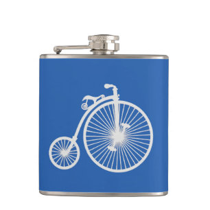 Vintage White Bicycle on Blue Flask