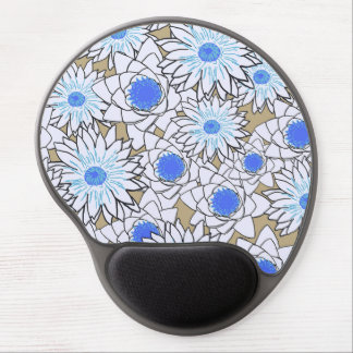 vintage white blue flowers gel mouse pad