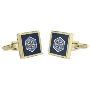Vintage White Blue Ware Ottoman Turkish Tracery Cufflinks