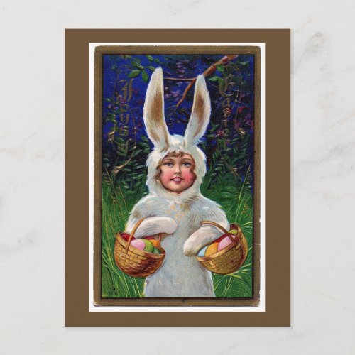 Vintage White Bunny Suit Easter Postcard