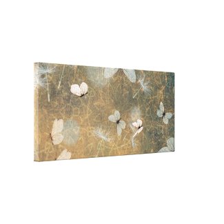 Vintage White Butterflies And Flying Dandelions  Canvas Print