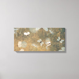 Vintage White Butterflies And Flying Dandelions  Canvas Print