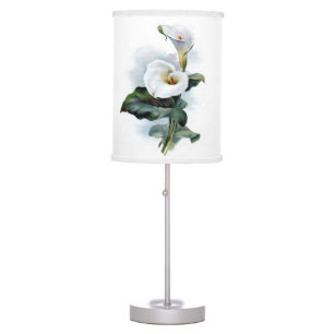 Vintage White calla lily flower Table Lamp