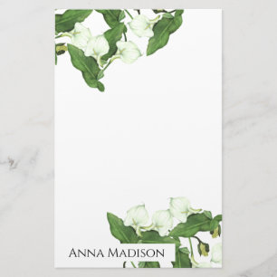 Vintage White Calla Lily Flowers Stationery