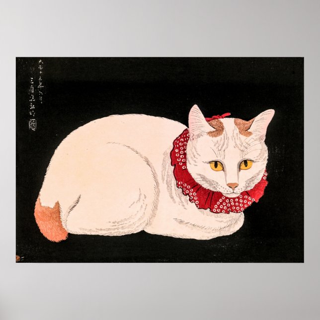 Vintage White Cat - Takahashi Shotei Poster (Front)