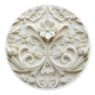 Vintage White Ceramic Knob 