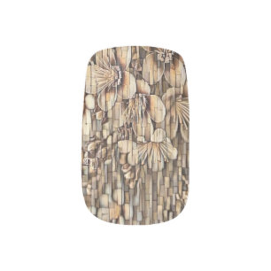 Vintage white cherry blossoms stone wall drawing minx nail art