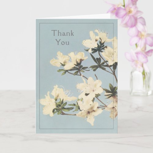 Vintage White Cream Azalea Flowers Thank You Card