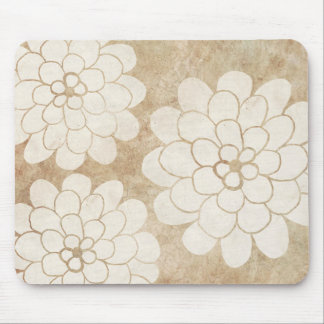 Vintage White Dahlia Floral Wedding Mouse Pad