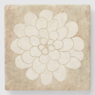 Vintage White Dahlia Floral Wedding Stone Coaster