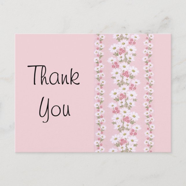 Vintage White Daisies Floral Wallpaper Postcard (Front)