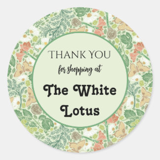 Vintage White Daisies Yellow Butterflies in Garden Classic Round Sticker