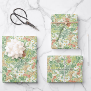 Vintage White Daisies Yellow Butterflies in Garden Wrapping Paper Sheets
