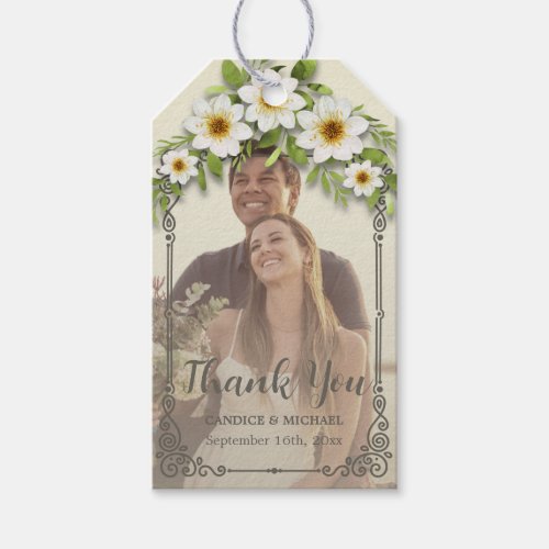 Vintage White Daisy Floral Romantic Rustic Wedding Gift Tags