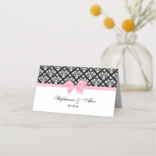 Vintage White DIY Damask DIY Bow Color Escort Card
