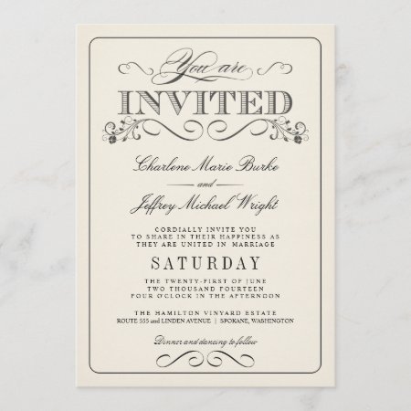 Vintage White Elegant Wedding Invitations Wt313