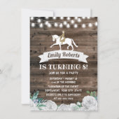 Vintage White Floral Barn Wood Horse Birthday Invitation (Front)