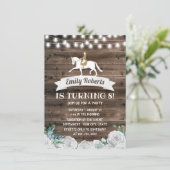 Vintage White Floral Barn Wood Horse Birthday Invitation (Standing Front)