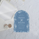 Vintage White Floral Dusty Blue Wedding Save The Date<br><div class="desc">Vintage White Floral Dusty Blue Wedding Save the Date

See matching collection in Niche and Nest Store</div>