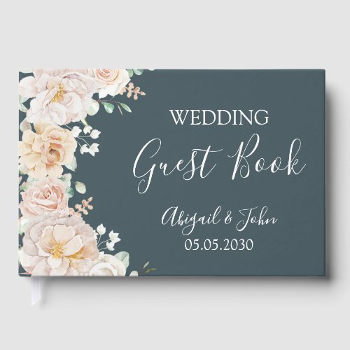 Vintage White Floral Navy Blue Wedding