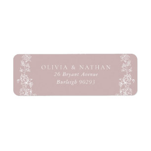 Vintage White Floral Pink Wedding Return Address Label