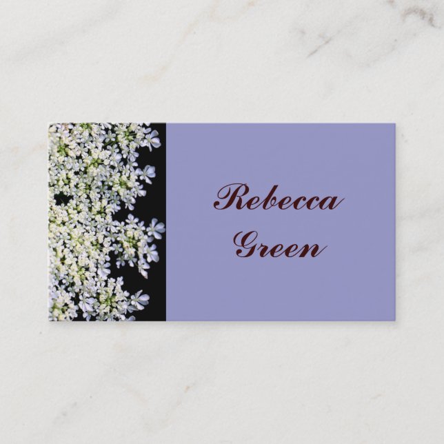 vintage  white floral purple wedding business card (Front)