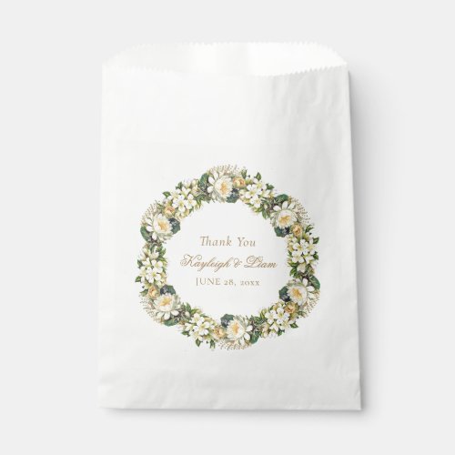 Vintage White Floral Shabby Chic Wedding Thank You Favor Bag