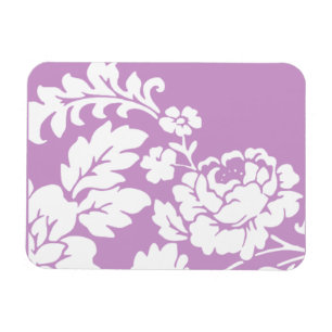 Vintage White Floral Silhouette on Lavender  Magnet
