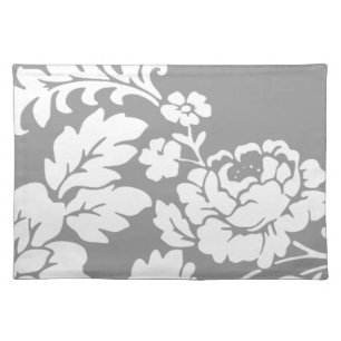 Vintage White Floral Silhouette on Lavender Placemat