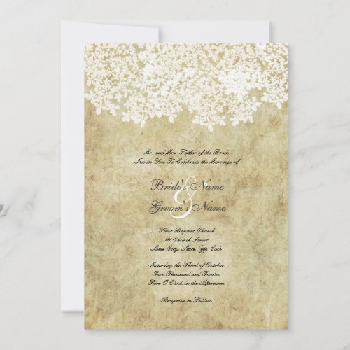Vintage White Floral Wedding Invitations