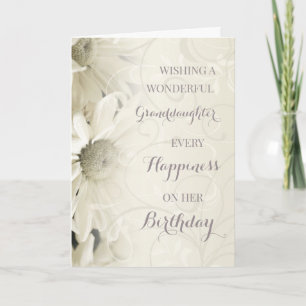 Vintage White Flowers Granddaughter Birthday Card